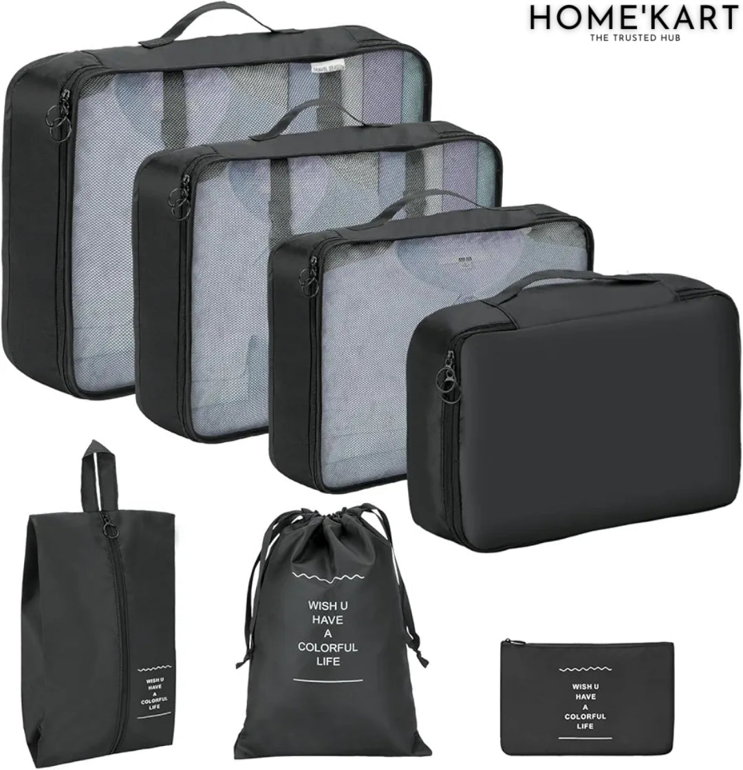 Nylon Packing Cubes Large Capacity Travel Organizer Set 7 Piece