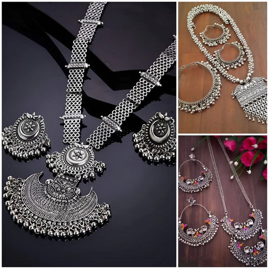 Combo pack of 3 Beautiful Oxidised Necklace Navratri special 🪅 HOME'KART