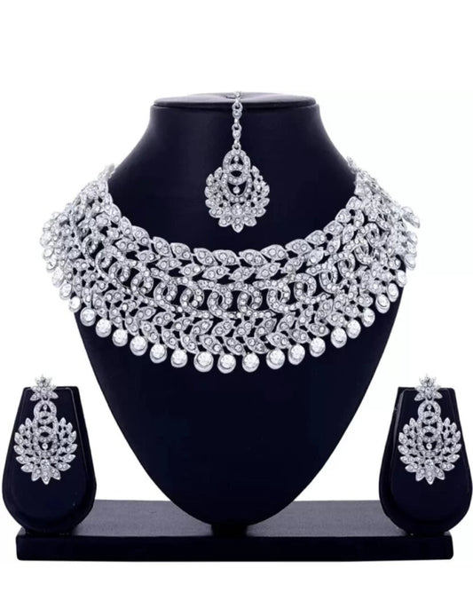 Rhodium Plated Jewellery Set White Austrian Diamond HOME'KART